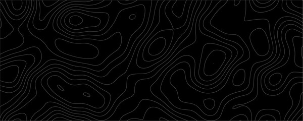 Black Topology and Topography Vector Layered Paper Cutout Abstract Background. Smooth Wavy curve lines banner design vector map seamless pattern. Thin curved wavy lines topology on a black background.