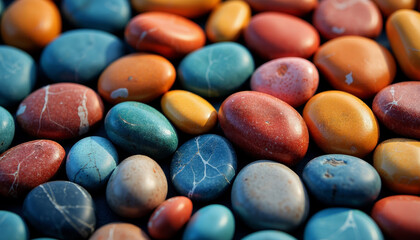 Colorful Polished River Rocks Background