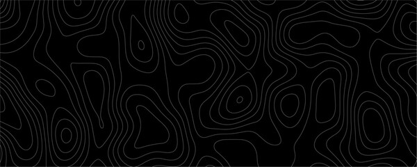 Black Topology and Topography Vector Layered Paper Cutout Abstract Background. Smooth Wavy curve lines banner design vector map seamless pattern. Thin curved wavy lines topology on a black background.