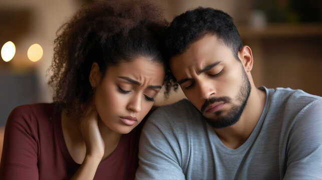 Couple appearing sad or distressed.