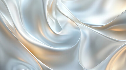 Fototapeta premium Abstract flowing silk fabric with smooth curves and soft light reflecting on the pearly surface