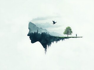 Woman Nature Double Exposure.