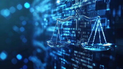Digital scales of justice against a backdrop of complex data