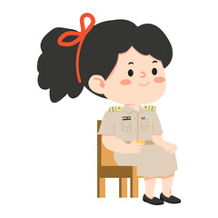 woman teacher is sitting on a chair