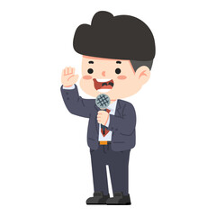 man standing and holding a microphone