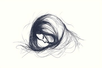 Woman's Head for Sketch, Peaceful, White Background.