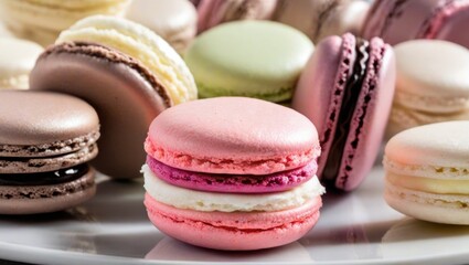 Obraz premium colorful macaroons on a wooden table