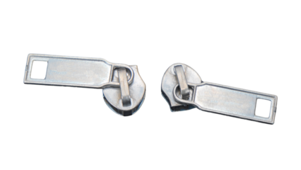 metal zip isolated on white background. png file