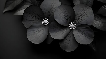 Two Dark Flowers in Monochrome Beauty