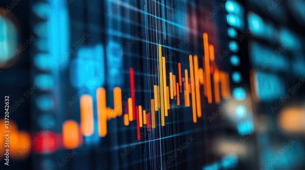 Aufkleber financial data displayed on a screen. fluctuating graphs and charts