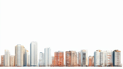 Fototapeta premium Modern city skyline skyscrapers isolated on white background. Abstract city background, city skyline in 3d form. modern city skyline, skyscrapers in Dubai, United States, Hong Kong