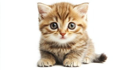Obraz premium Adorable fluffy kitten with bright eyes on a white background