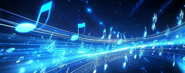 Elegant wallpaper featuring vibrant blue music notes.