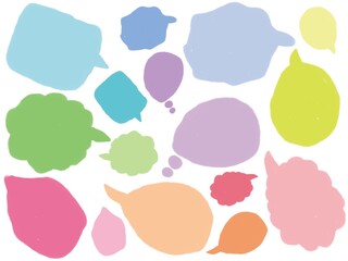 A set of colorful hand-drawn dialog boxes