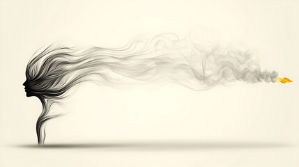 Fototapeta premium Woman's Smoke Hair for Burning Energy.