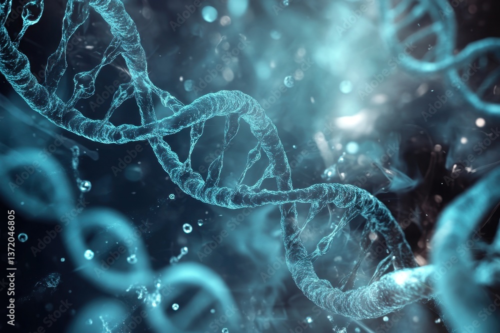 Poster exploring the intricate structure of dna in a captivating digital representation