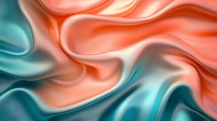 Obraz premium A smooth, silky surface in shades of coral and teal, with a gradient transition and a polished finish,