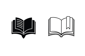 Open Book Icons Solid, Outline, Reading, Knowledge, Library