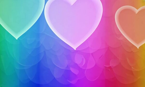 Rotating Hearts in Gradient Colors. Vertical Background