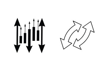 Scalable Data, Upward Trends, Circular Arrows, Exchange, Growth, Dynamics, Financial, Vector Icons, 