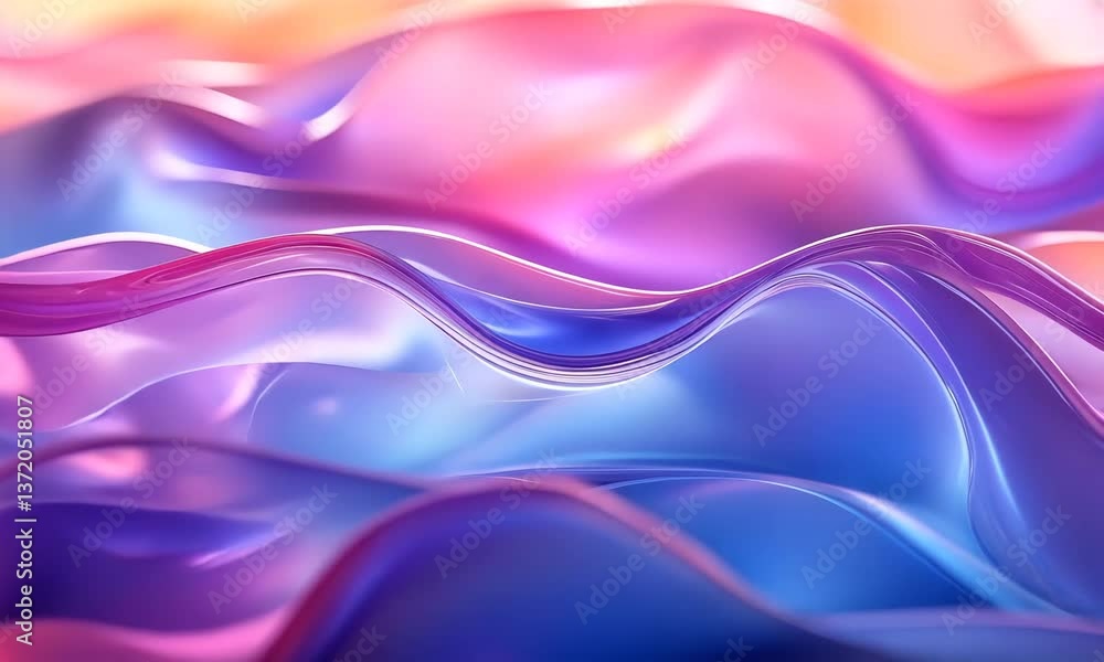Poster Luminous Abstract Waves: Mesmerizing Flow of Gradient Colors and Liquid Texture Background