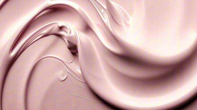 Smooth pastel pink cosmetic cream texture with rich glossy swirls and delicate highlights. Concept of quiet luxury, skincare, softness and beauty aesthetic