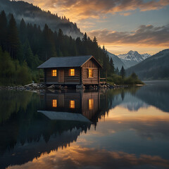 Fototapeta premium house on the lake