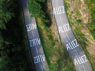 mountain road with hairpin turn and french 