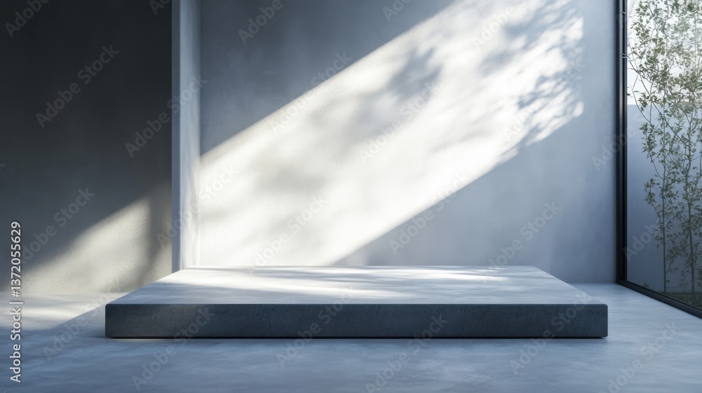 Poster a platform in a room with a window