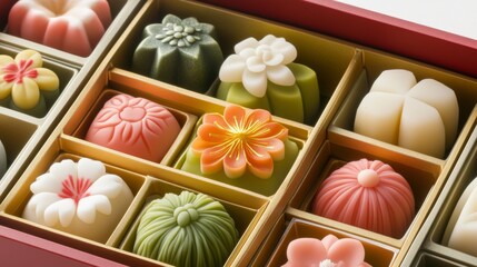Handcrafted Nerikiri Wagashi with Beautiful Flower Motif Display