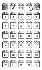 Calendar vector icons. Set of calendar symbols
Time management and Schedule icon for upcoming event, meeting, date searching , Calendar icons set. Calendar icon. Calendar vector icon. Deadline. Date.
