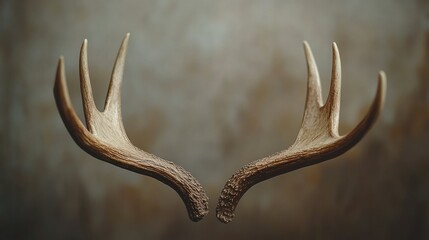 Fototapeta premium Antler Pair, Studio Shot, Rustic Background, Hunting Decor