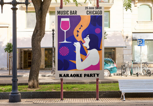 Mockup of Urban Advertising Space in City Setting