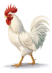 Fototapeta premium Realistic White Rooster Illustration – Isolated PNG on Transparent Background