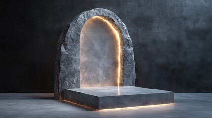a stone wall with a light coming out of it