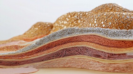 Obraz premium Intricate Layers of Textured Materials in Soft Color Palette