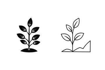 Growth, plants, seedlings, sprout, development, nature, ecology, line art, icons, graphic