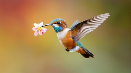 Fototapeta premium Hummingbird feeding on flower