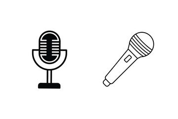 Retro Microphone and Modern Microphone Icons, Audio Recording Equipment