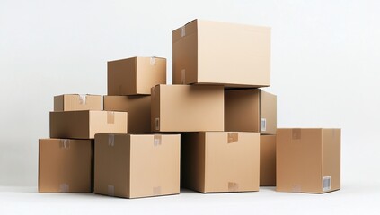 Fototapeta premium Stacking Cardboard Boxes: A Guide to Efficient Packing and Organization for Storage