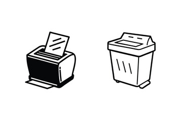 Paper Shredder Icons Office Supplies, Document Security, Data Protection