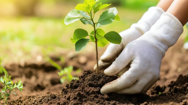 Community Event for Tree Planting and Environmental Awareness in Action During a Sunny Day