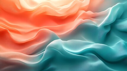 Obraz premium A smooth, silky surface in shades of coral and teal, with a gradient transition and a polished finish,