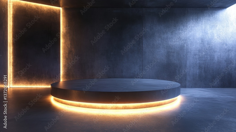 Poster a round table with a light on it in a room