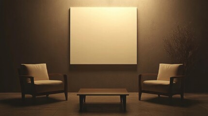 Fototapeta premium a room with two chairs and a table