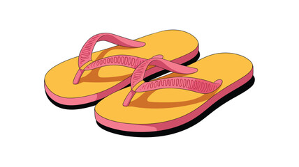 Tropical Footwear: A vibrant pair of flip-flops, boasting a sunny yellow base and charming pink straps, evoke the essence of beach vacations and summertime leisure.