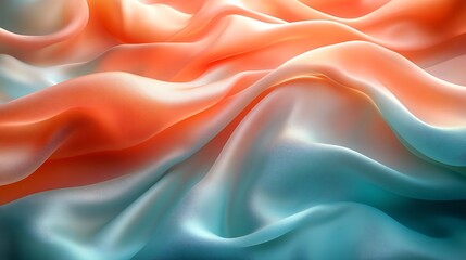 Obraz premium A smooth, silky surface in shades of coral and teal, with a gradient transition and a polished finish,