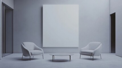 a room with two chairs and a table