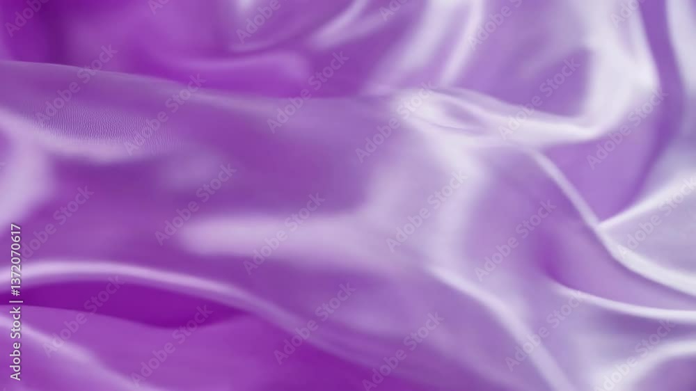 Poster close-up of flowing purple satin fabric, creating a soft and elegant texture with gentle waves