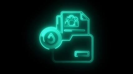 Glowing neon medical history icon isolated on black background. HD Video motion graphic animation